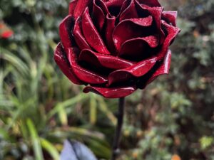 Timeless Handcrafted Red Rose with Elegant Leaves
